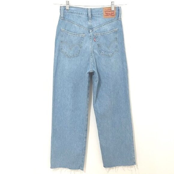 Levi's High Waisted Straight Jeans w/ Frayed Raw Hem Women's Size 25 - Picture 3 of 8